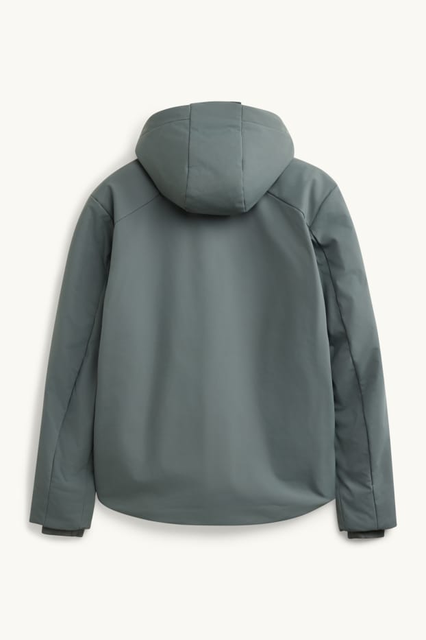 Herren - Softshelljacke mit Kapuze - gefüttert - wasserabweisend - grau