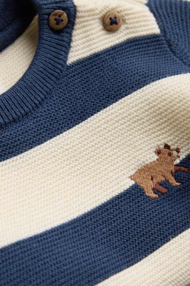 Bébés garçons - Ourson - pull bébé - à rayures - bleu / blanc