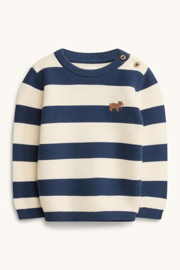 Bébés garçons - Ourson - pull bébé - à rayures - bleu / blanc