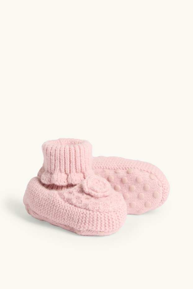 Baby: meisjes - Bloemetje - babysloffen - roze