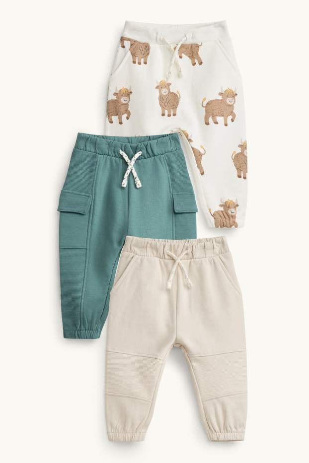 Baby Boys - Multipack of 3 - bull - baby joggers - green / beige