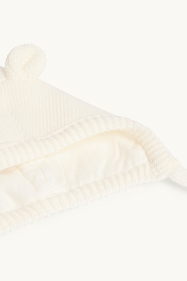 Baby Mädchen - Erstlings-Hut - strukturiert - cremeweiss