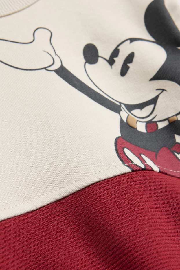 Bebeluși - băieți - Mickey Mouse - bluză de molton bebeluși - reiată - crem