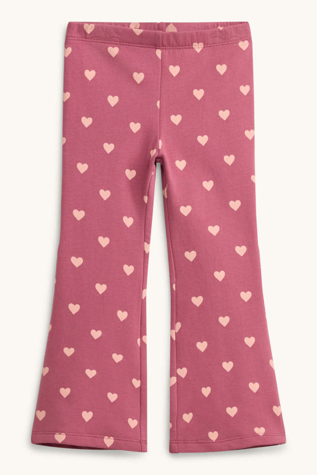 Kinder Mädchen - Katze - Set - Sweatshirt und Flared Leggings - Glanz-Effekt - 2 teilig - rosa / beige