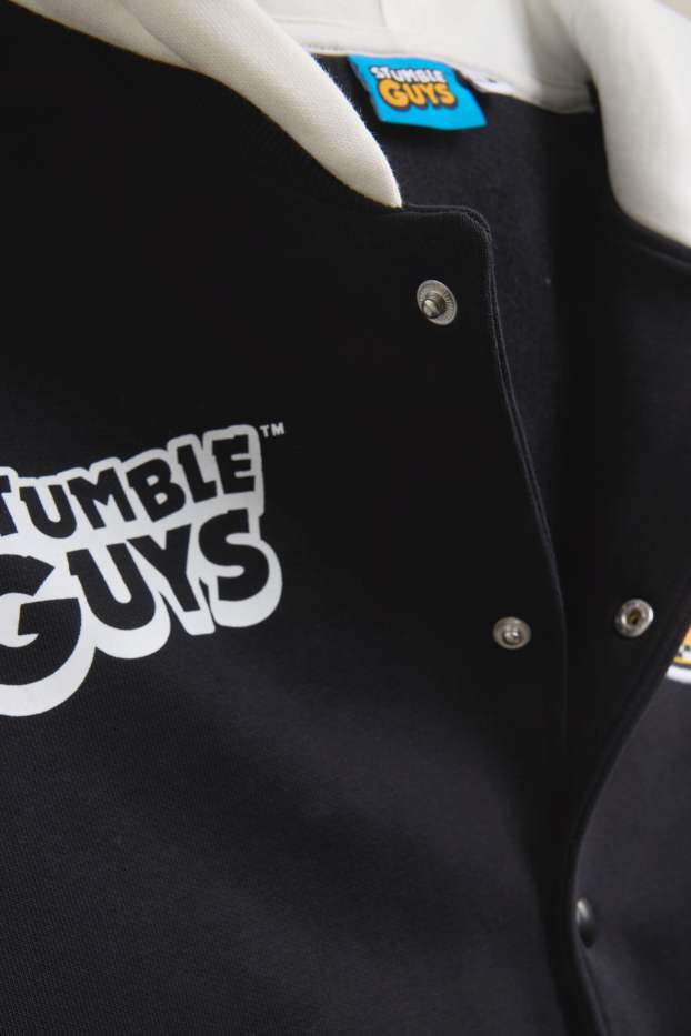 Children Boys - Stumble Guys - varsity jacket with hood - white / black