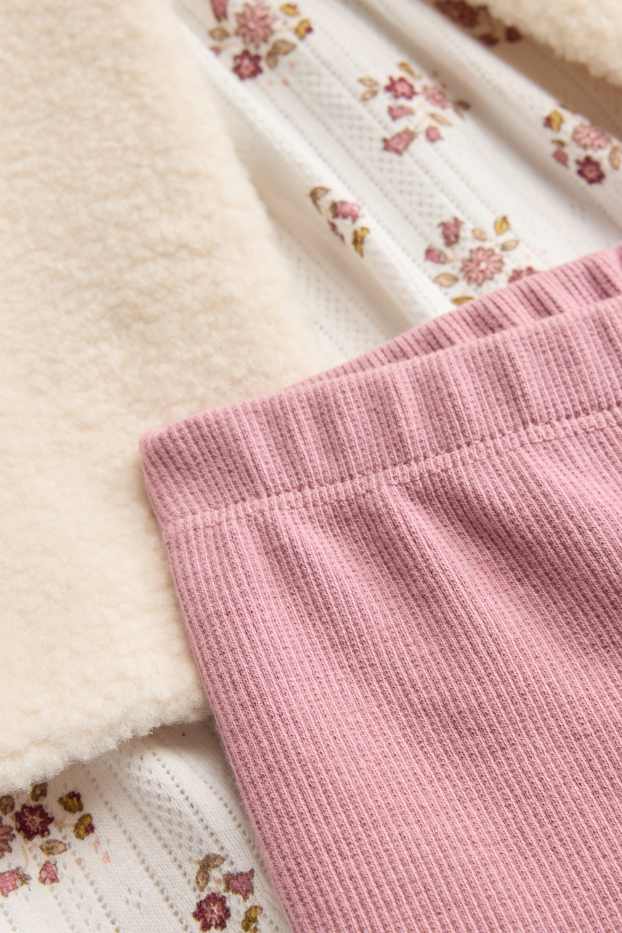 Bébés filles - Petites fleurs - tenue pour bébé - 3 pièces - rose / beige