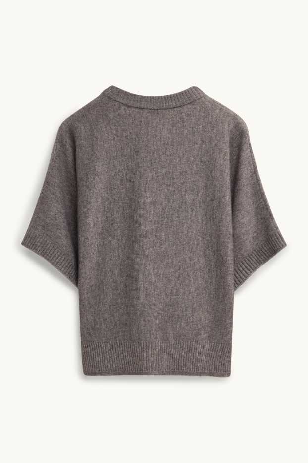 Femmes - Pull en maille - manches courtes - gris