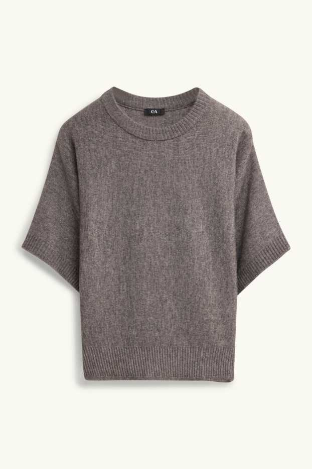Femmes - Pull en maille - manches courtes - gris