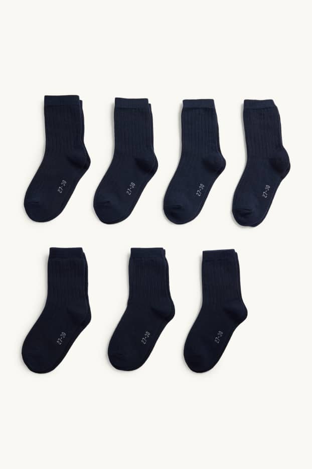 Kinder Jungen - Multipack 7er - Socken - gerippt - schwarz