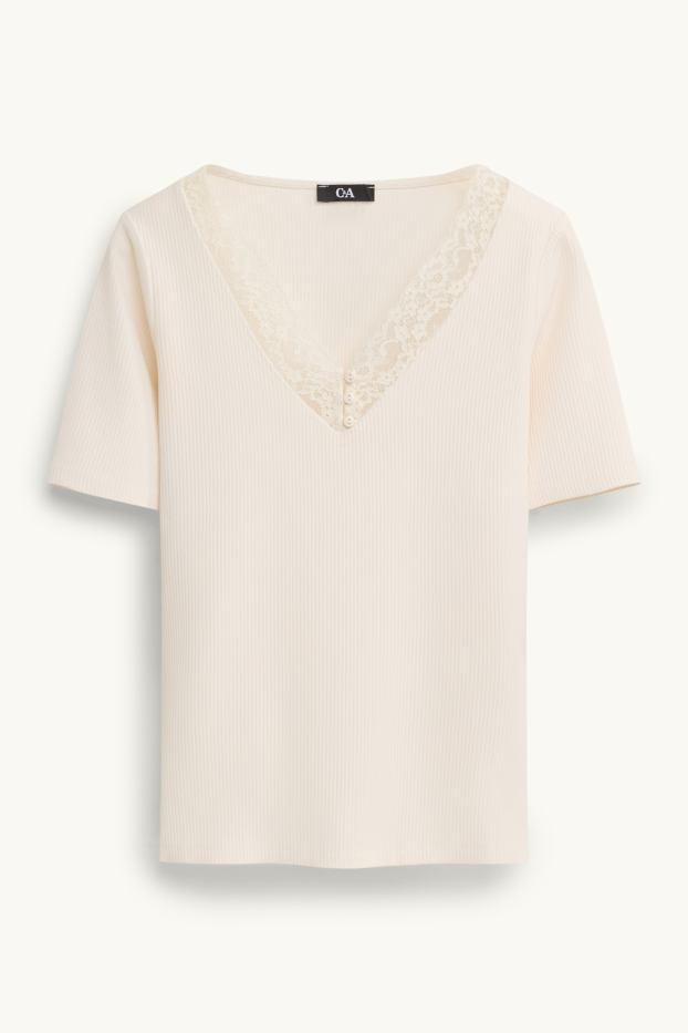 Femmes - T-shirt - blanc crème
