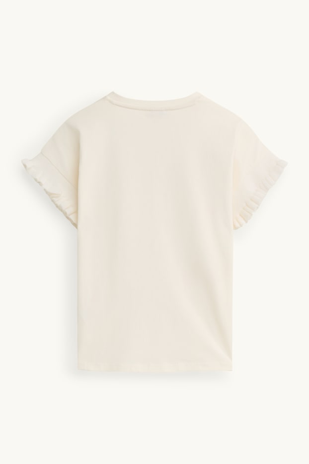 Kinder Mädchen - Kurzarmshirt - Glanz-Effekt - cremeweiß