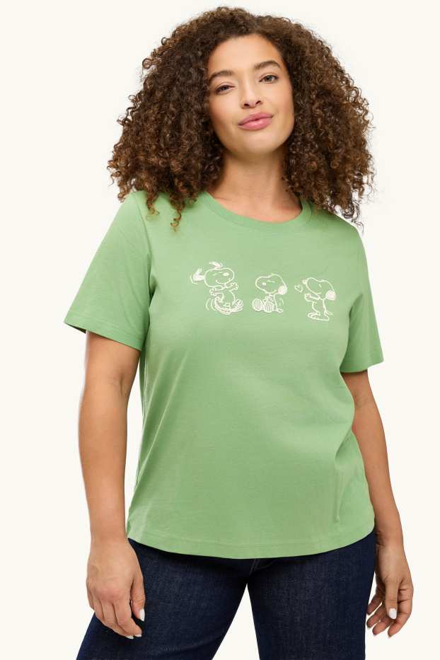 Damen - T-Shirt - Regular Fit - Snoopy - grün