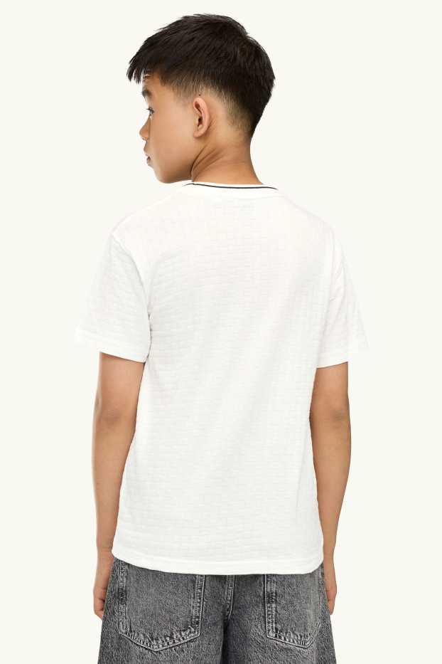 Enfants garçons - T-shirt - finition texturée - blanc crème