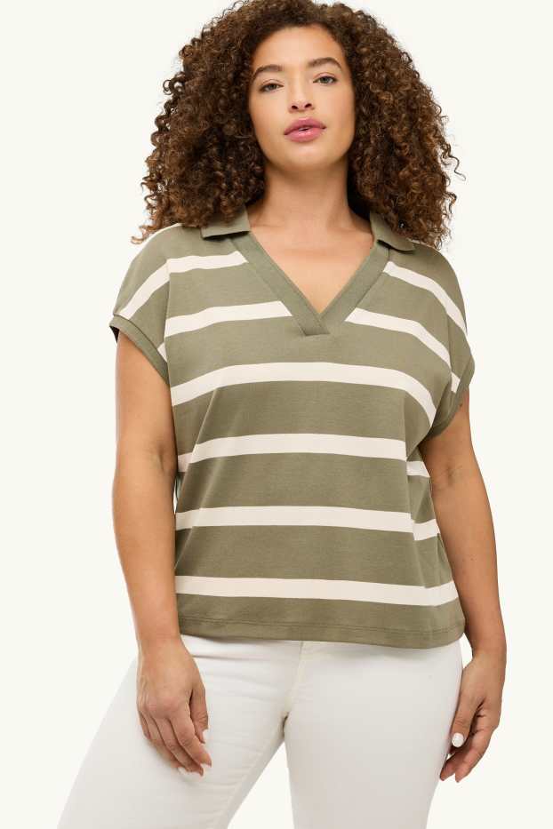 Femmes - Polo - regular fit - à rayures - vert clair