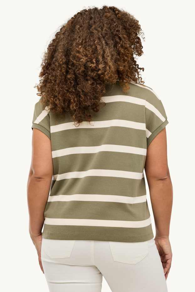 Femmes - Polo - regular fit - à rayures - vert clair