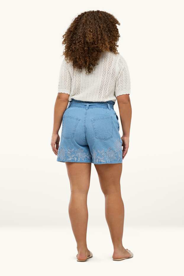 Dames - Denim short - high waist - jeansblauw
