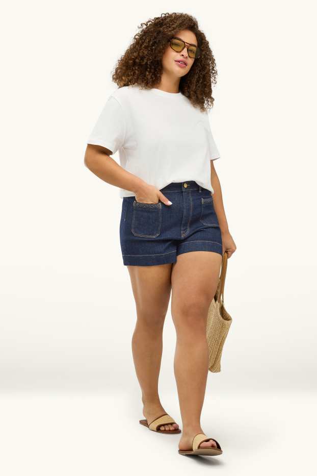 Femmes - Short en jean - high waist - LYCRA® - jean bleu foncé