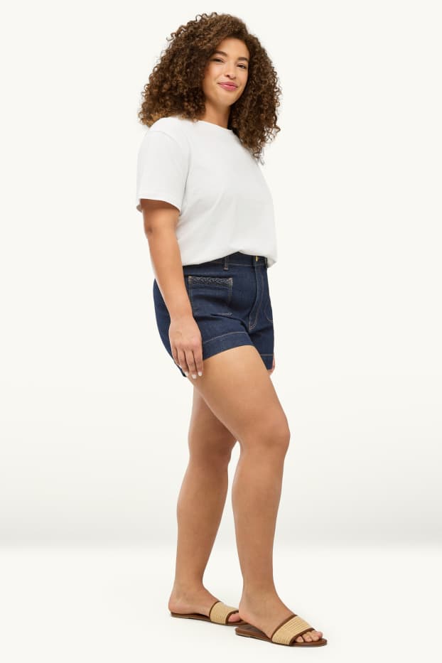 Femmes - Short en jean - high waist - LYCRA® - jean bleu foncé