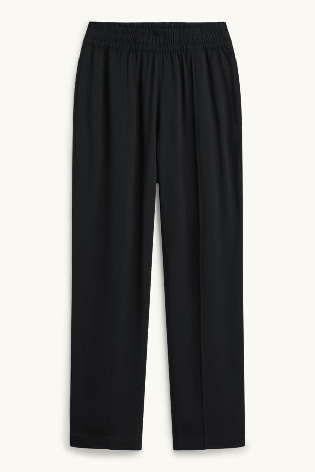 Damen - Stoffhose - Mid Waist - Straight Leg - schwarz