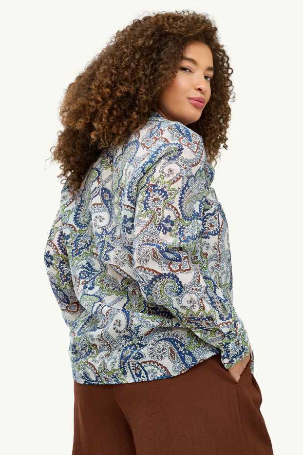 Dames - Overhemdblouse - met patroon - blauw
