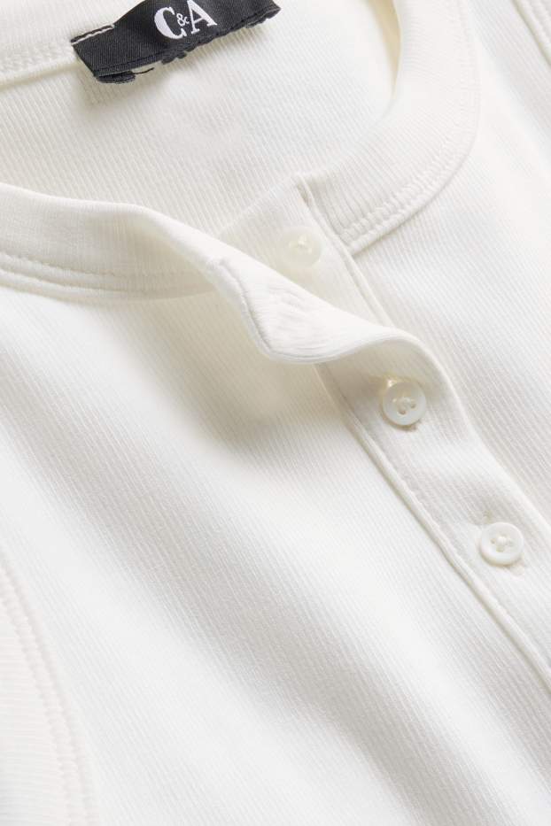 Donna - Top - a coste - bianco