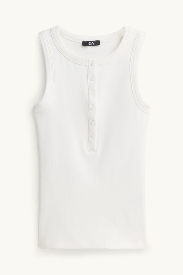 Donna - Top - a coste - bianco