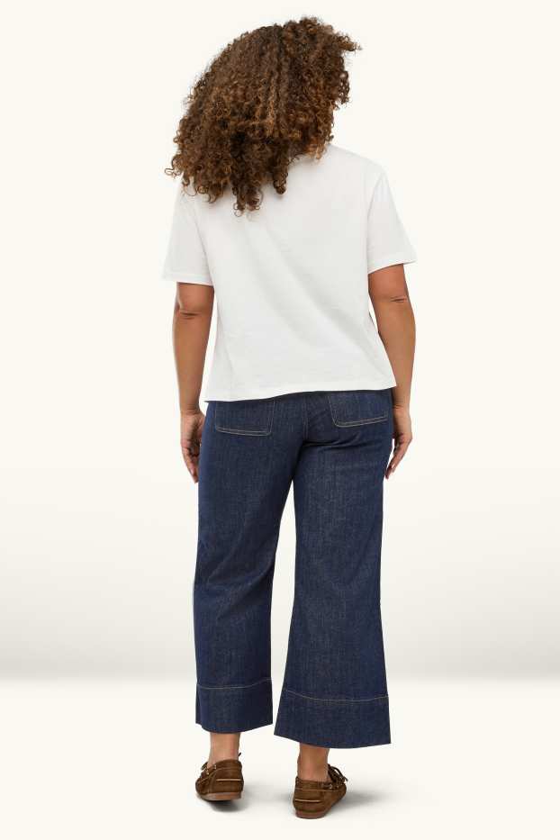 Femmes - Crop wide leg jean - high waist - jean bleu foncé