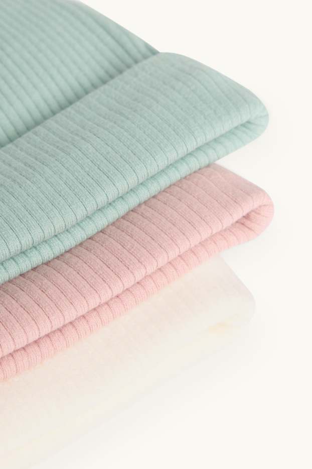 Unisex - Multipack 3er - Baby-Mütze - gerippt - rosa