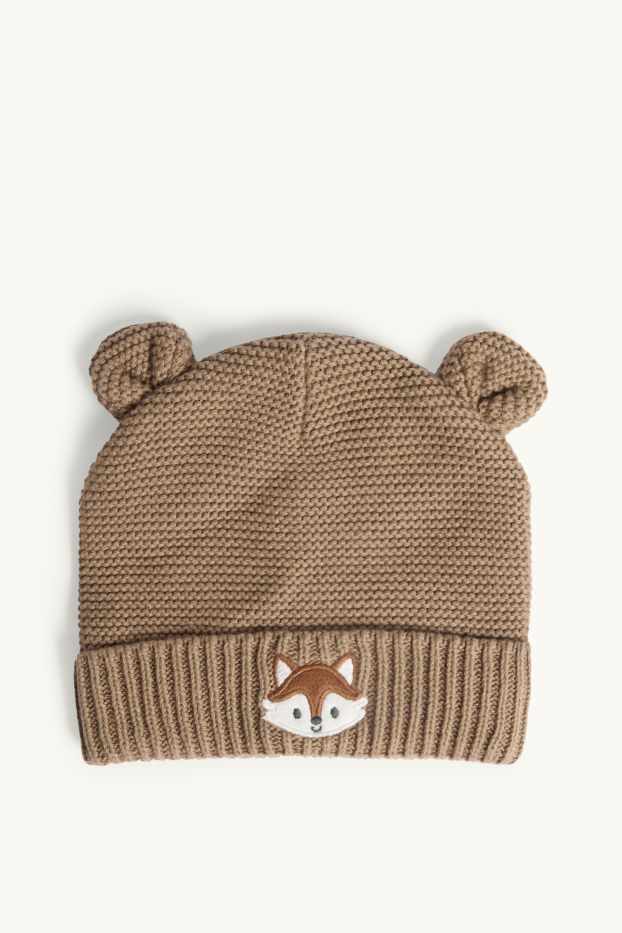 Unisex - Lištička - čepice pro miminka - hnědá