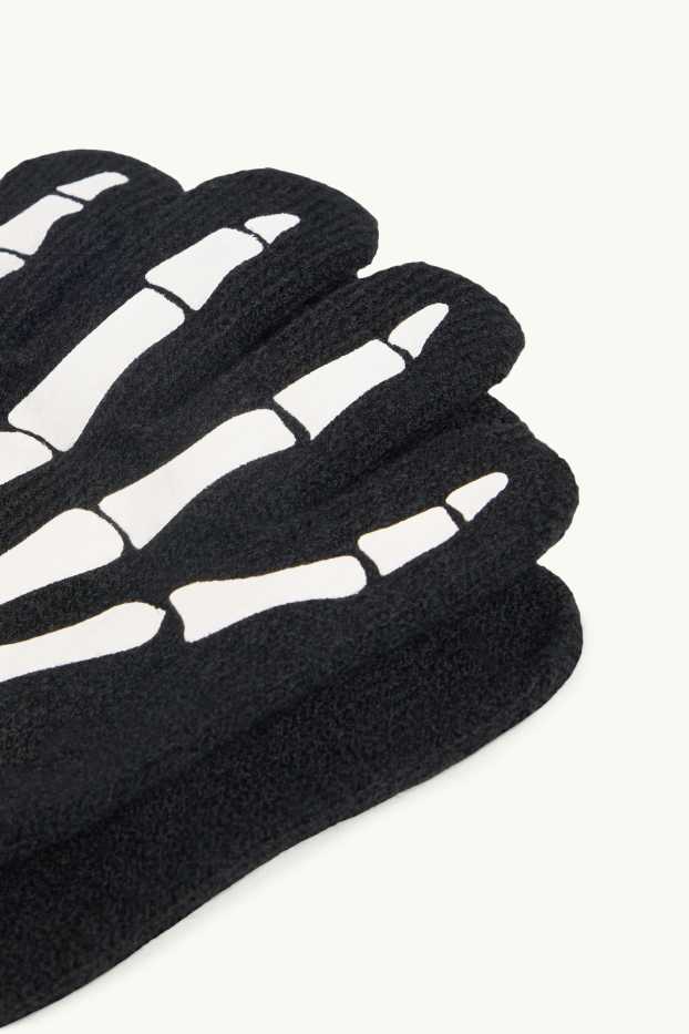 Children Boys - Halloween - skeleton - gloves - glow-in-the-dark - black
