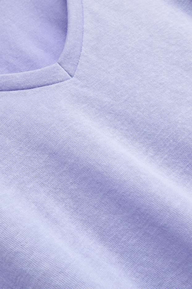 Donna - T-shirt con scollo a V - relaxed fit - viola chiaro
