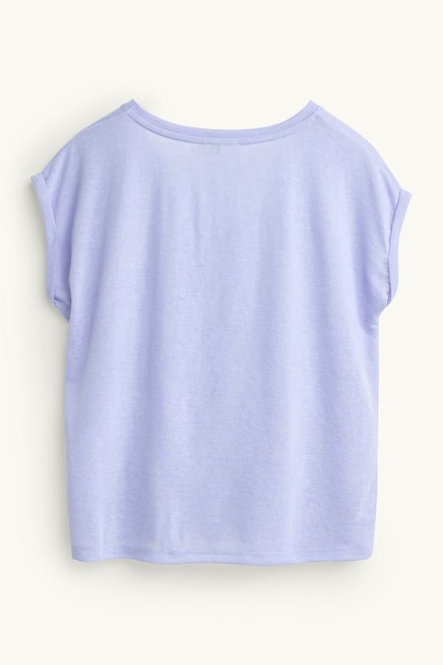 Donna - T-shirt con scollo a V - relaxed fit - viola chiaro