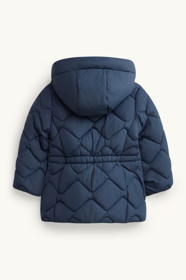 Bambine - Giacca trapuntata con cappuccio - imbottita - idrorepellente - blu scuro