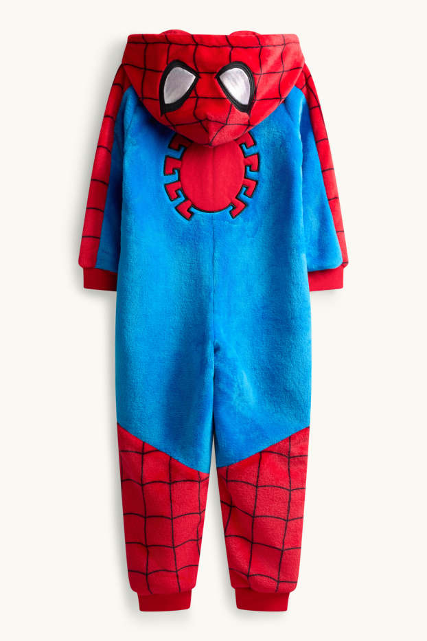 Kinder Buben - Spider-Man - Onesie mit Kapuze - rot / blau