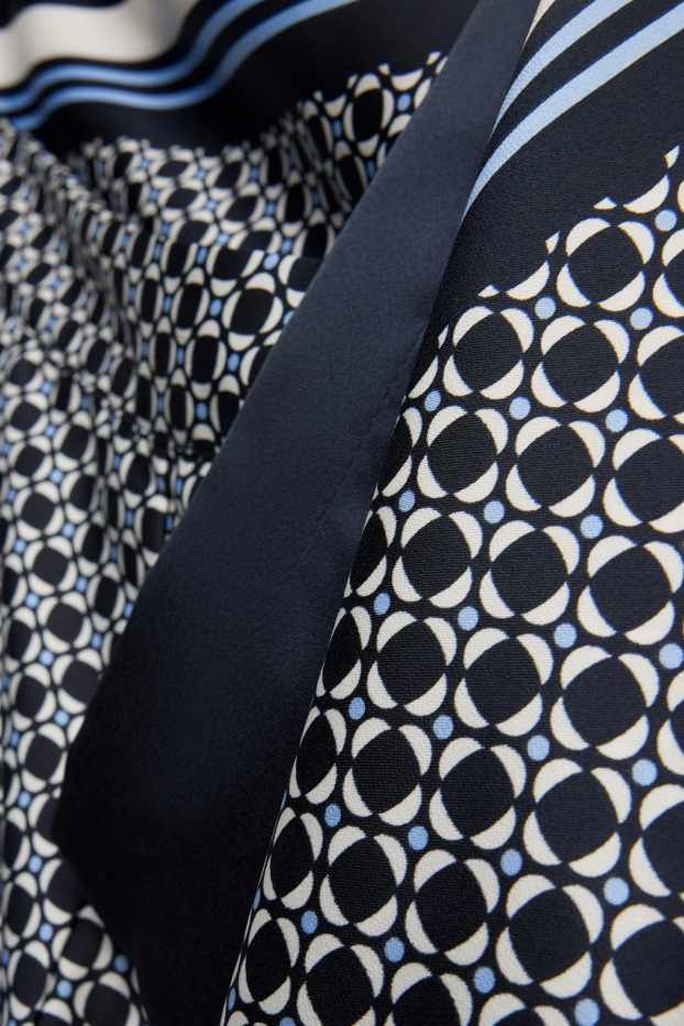 Femei - Pantaloni de stofă - talie înaltă - palazzo - cu model - albastru închis / alb