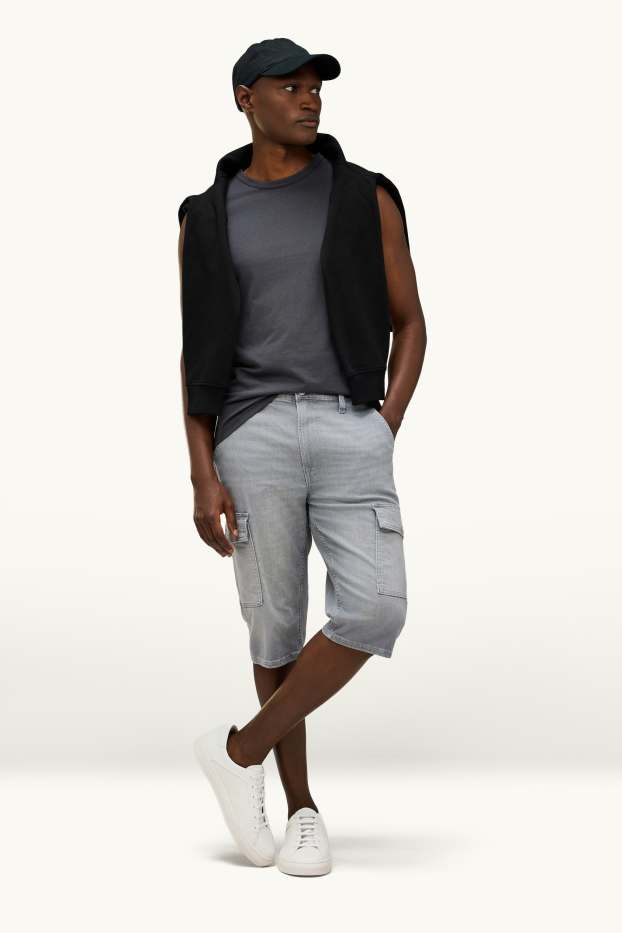 Uomo - Bermuda di jeans - Flex jog denim - jeans grigio