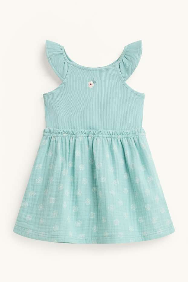 Baby Girls - Floral - baby dress - turquoise