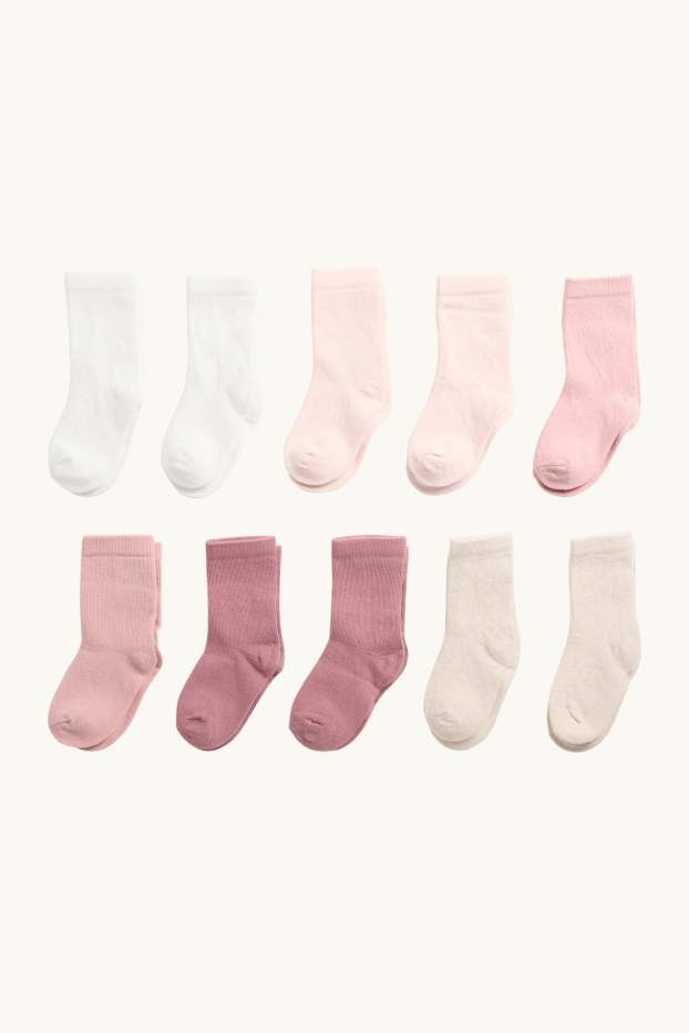 Baby Girls - Multipack of 10 - baby socks - white / rose