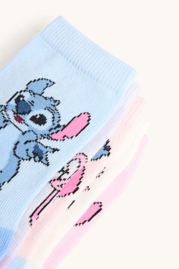 Kinderen: meisjes - Set van 5 paar - Lilo & Stitch - sokken met motief - roze
