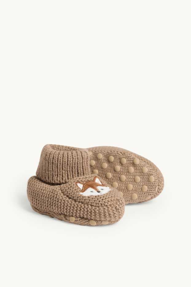Unisex - Vos - babysloffen - bruin