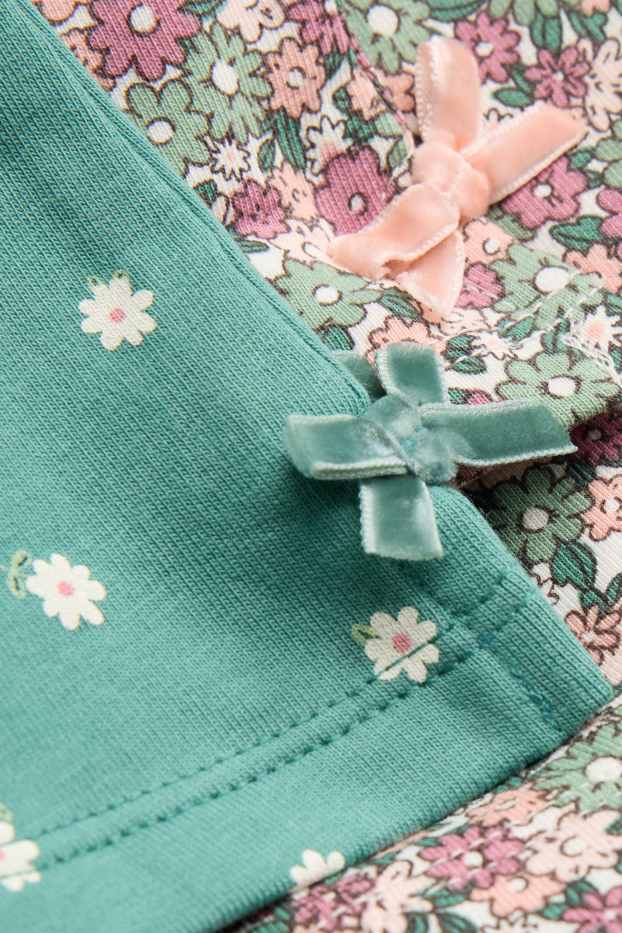 Enfants filles - Lot de 2 - fleurs - flared leggings - vert