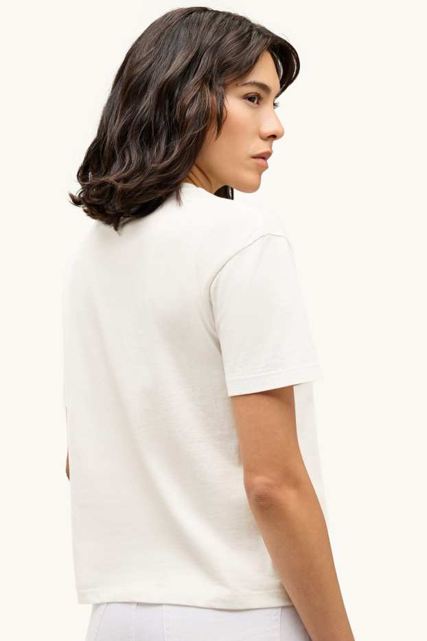 Femmes - T-shirt - regular fit - effet brillant - blanc