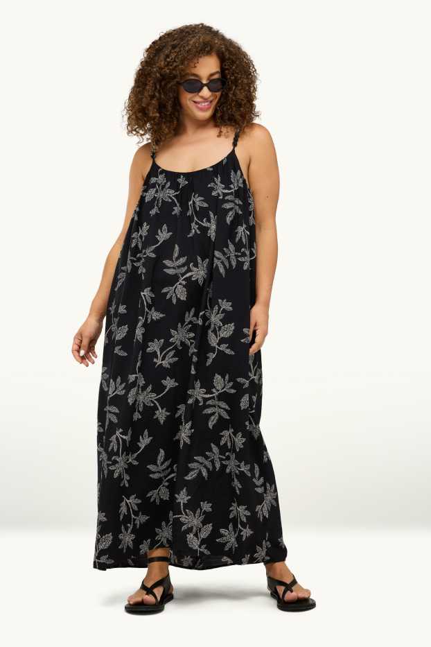 Damen - Kleid - Straight Fit - gemustert - schwarz