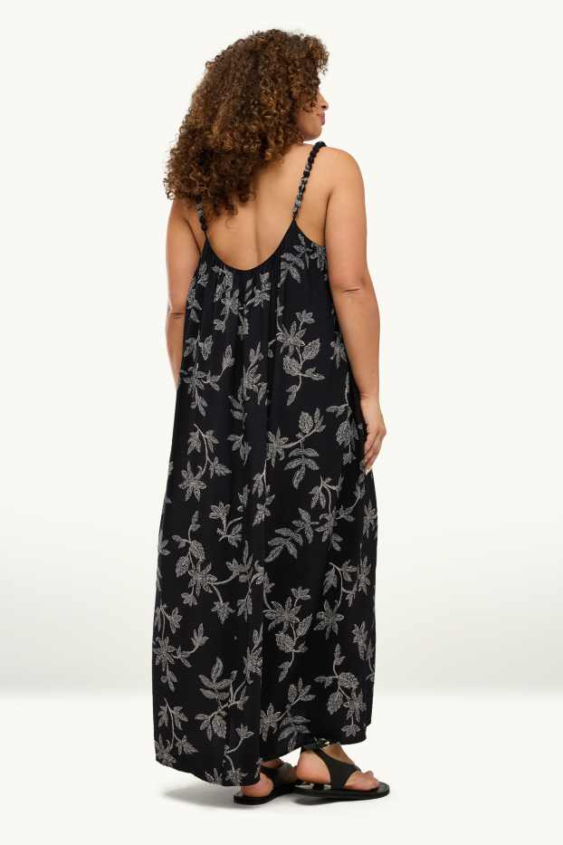Damen - Kleid - Straight Fit - gemustert - schwarz