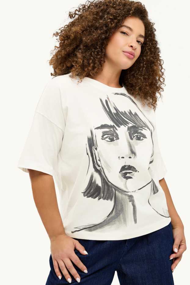 Damen - T-Shirt - Relaxed Fit - weiss