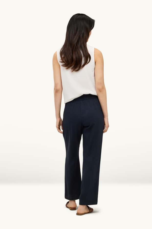 Damen - Stoffhose - Mid Waist - Straight Leg - dunkelblau