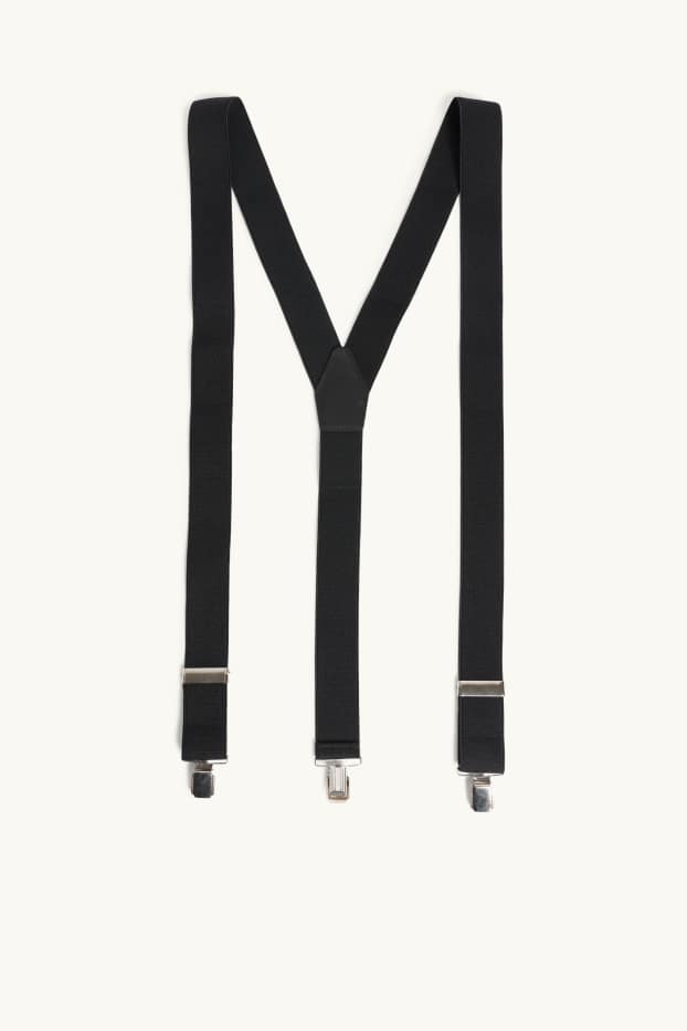 Men - Braces - faux leather - black