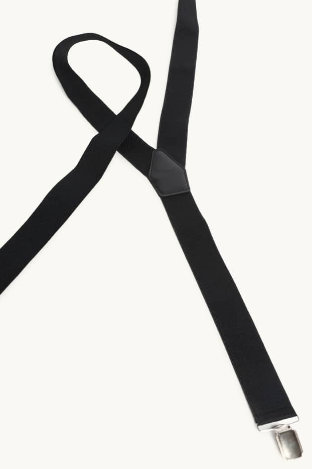 Men - Braces - faux leather - black