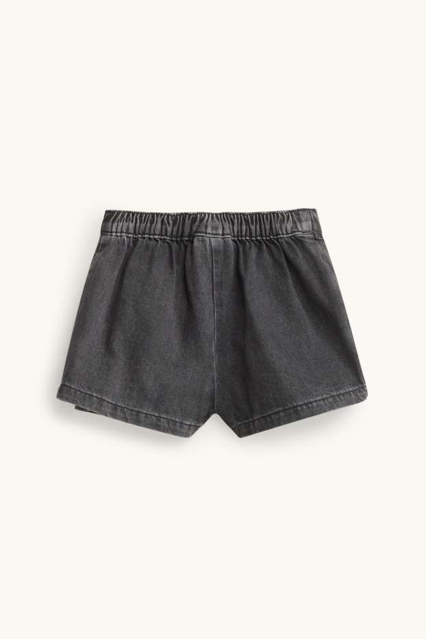 Children Girls - Bow - skort - denim look - denim-dark gray