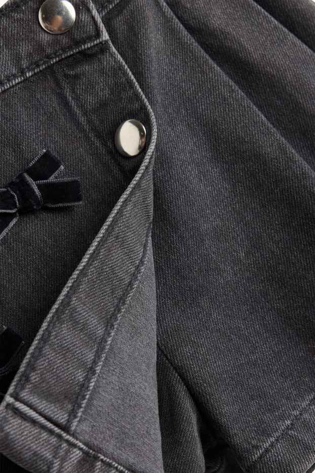 Children Girls - Bow - skort - denim look - denim-dark gray